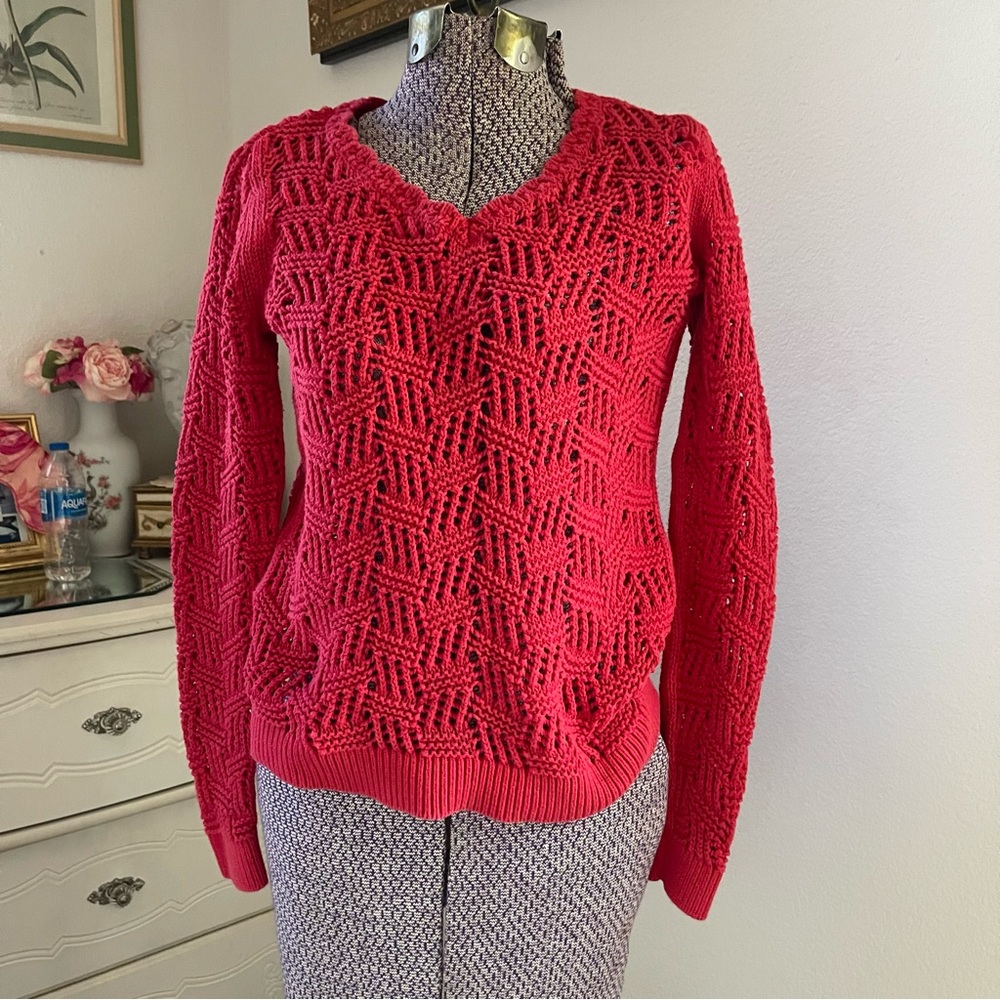 Ann Taylor Loft v-neck crochet sweater